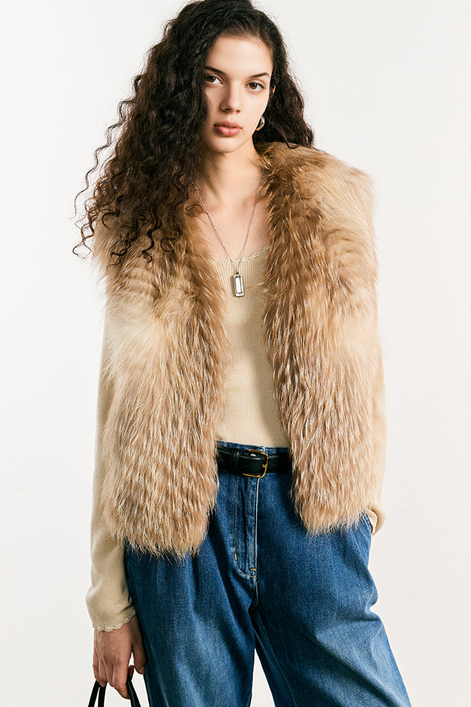Fox Fur Vest ¨C Real Fur Sleeveless Shearling Gilet  Fibflx