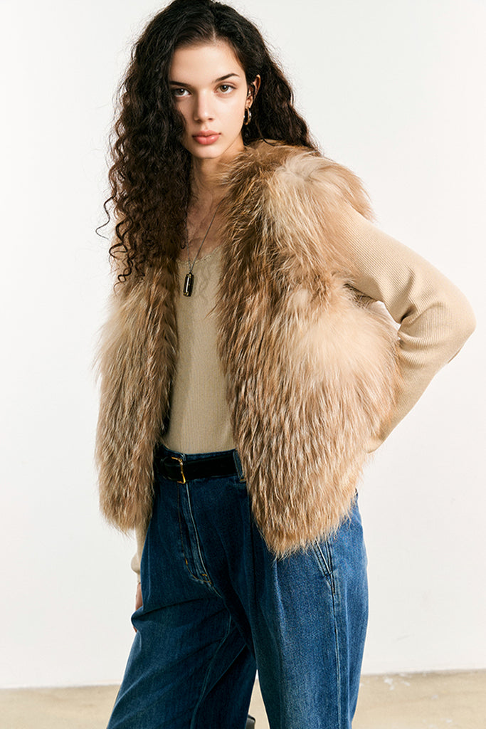 Fox Fur Vest ¨C Real Fur Sleeveless Shearling Gilet  Fibflx
