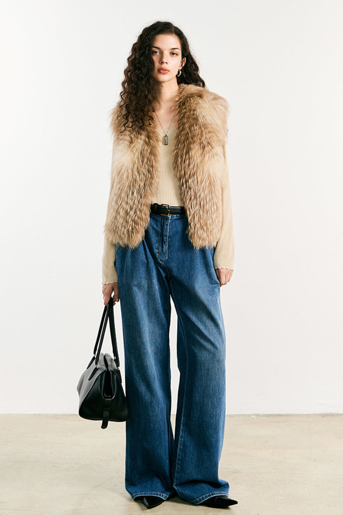 Fox Fur Vest ¨C Real Fur Sleeveless Shearling Gilet  Fibflx