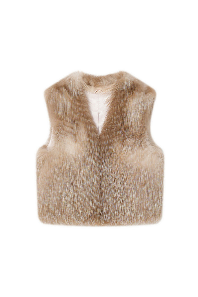 Fox Fur Vest ¨C Real Fur Sleeveless Shearling Gilet  Fibflx
