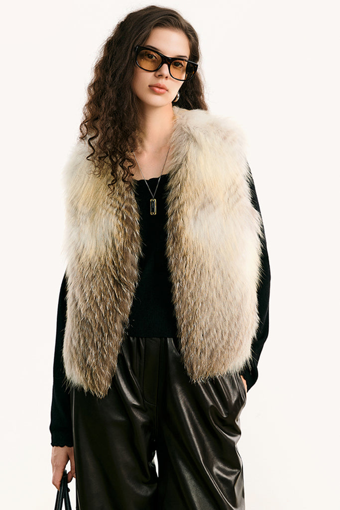 Fox Fur Vest ¨C Real Fur Sleeveless Shearling Gilet  Fibflx