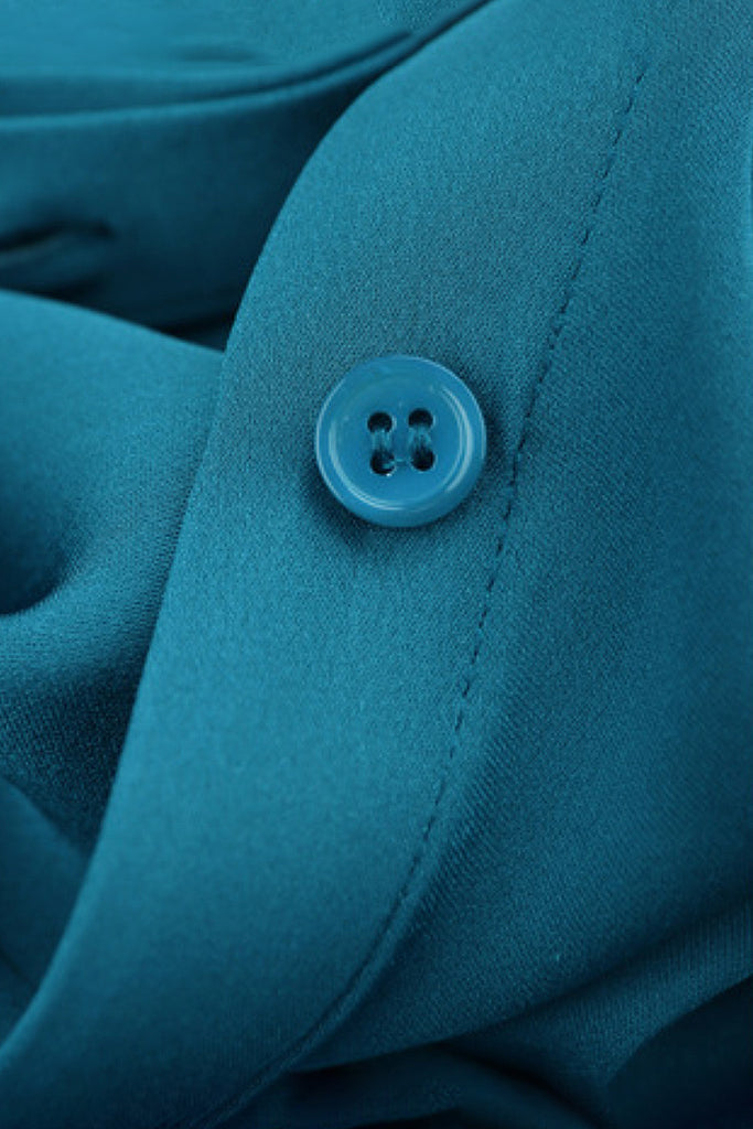 French Silk V-Neck Long-Sleeve Ribbon Blouse  Fibflx