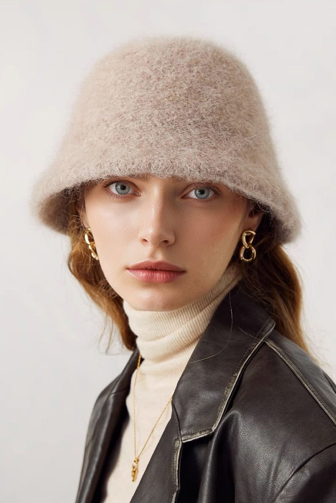 Fuzzy Angora Rabbit Fur Cloche Hat  Fibflx
