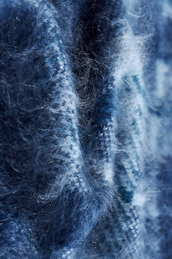 Fuzzy Brushed Cashmere Plaid Pullover Sweater  Fibflx