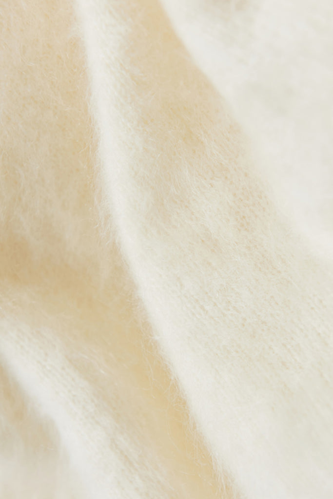 Fuzzy Oversized Brushed Cashmere Crewneck Sweater  Fibflx