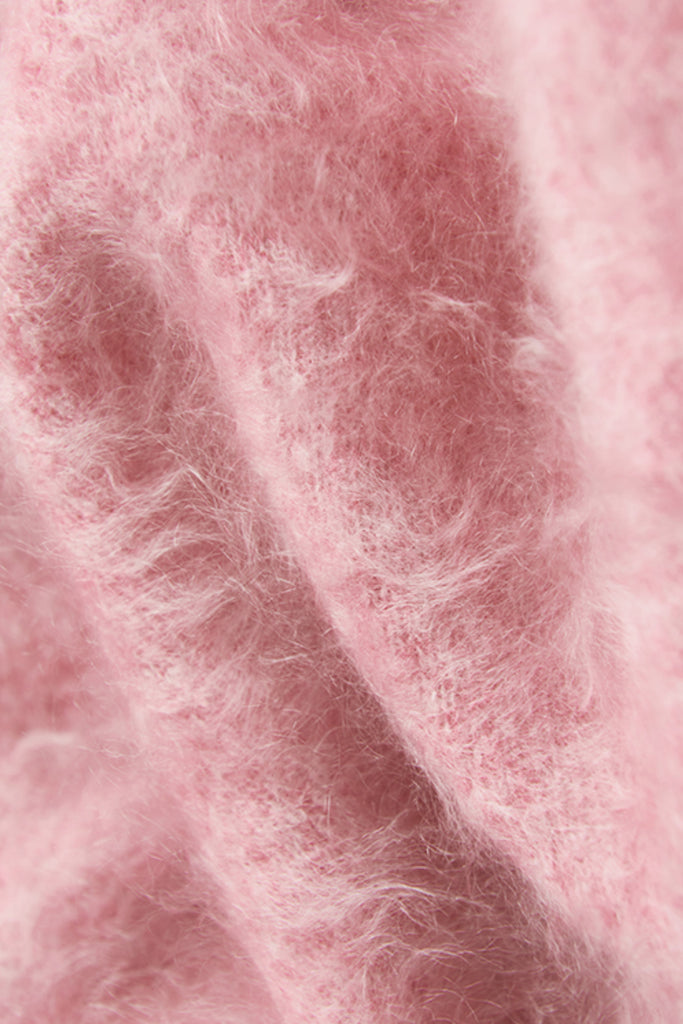 Fuzzy Oversized Brushed Cashmere Crewneck Sweater  Fibflx