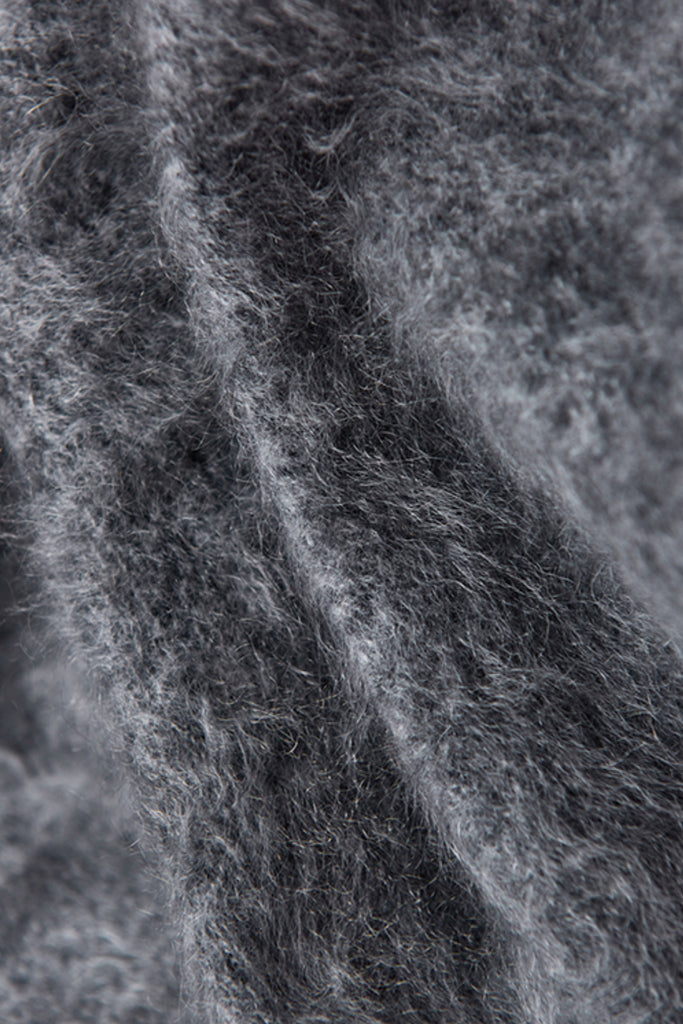 Fuzzy Oversized Brushed Cashmere Crewneck Sweater  Fibflx