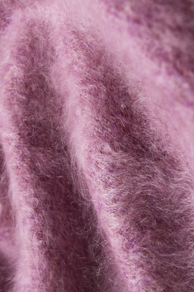 Fuzzy Oversized Brushed Cashmere Crewneck Sweater  Fibflx