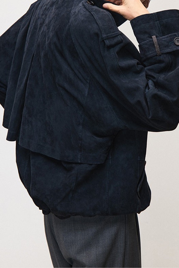 Goatskin Suede Double-Breasted Trench Jacket  Fibflx