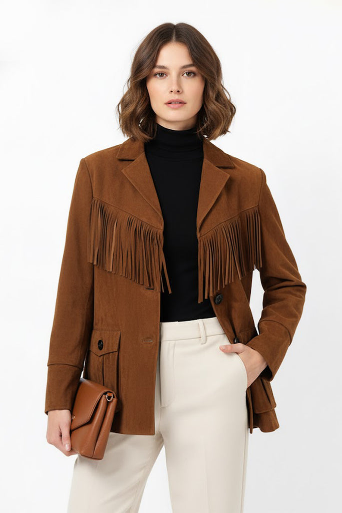 Goatskin Suede Western Fringe Jacket  Fibflx