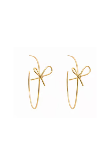 Fibflx Women's Gold Hoop Earrings with Bow Design