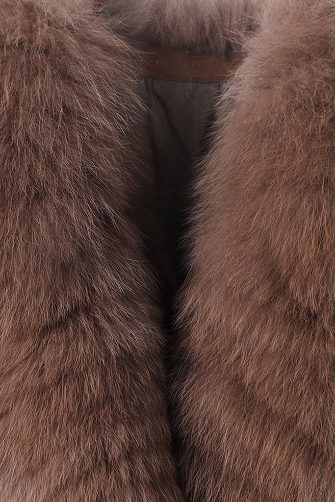 Goose Down Aviator Jacket with Fox Fur Collar  Fibflx