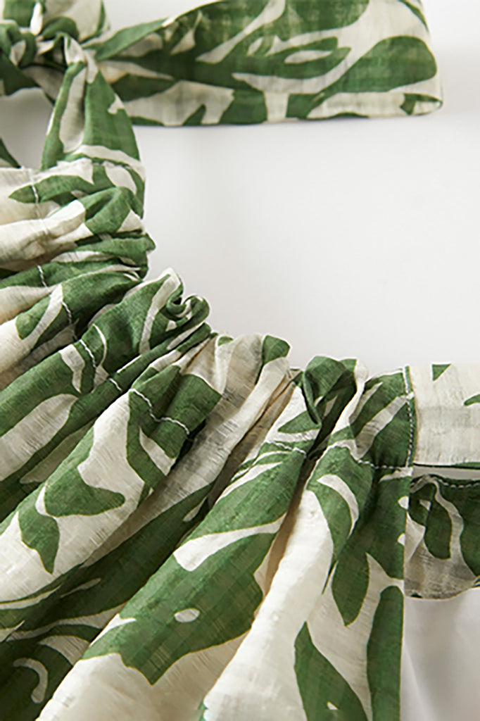 Green Floral Halter-Neck Beach Midi Dress  Fibflx