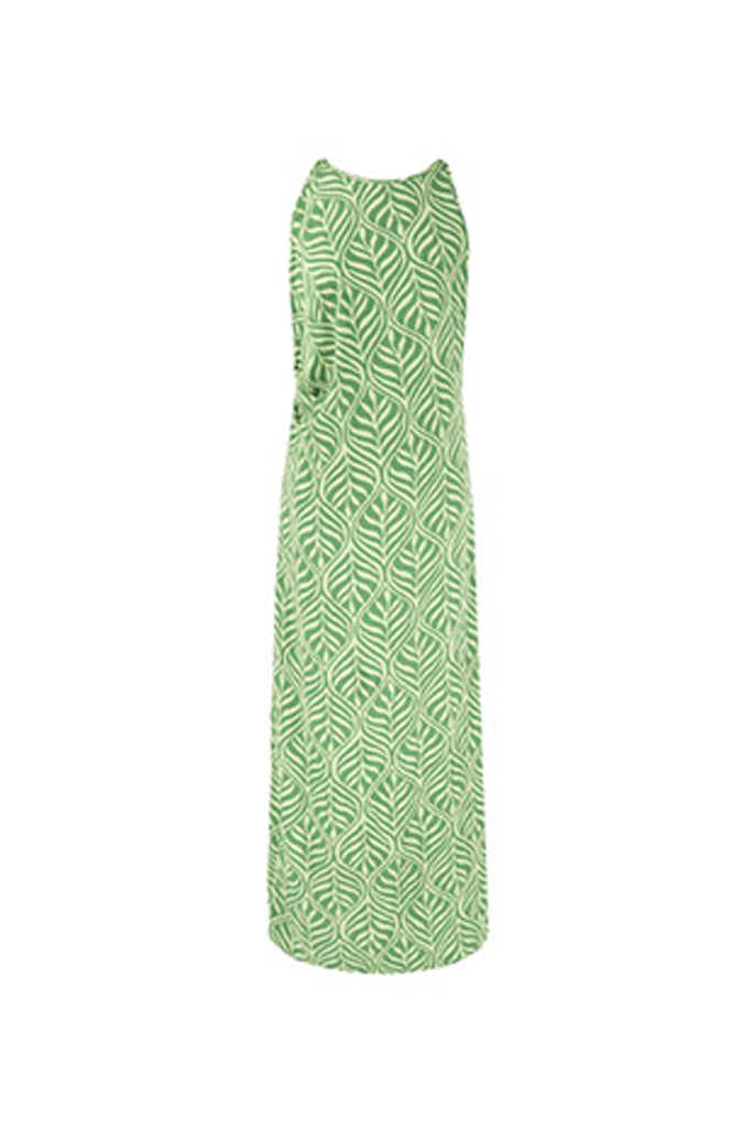 Green Paisley Print Sleeveless Maxi Dress  Fibflx