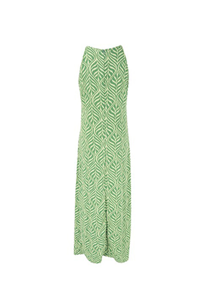 Green Paisley Print Sleeveless Maxi Dress  Fibflx