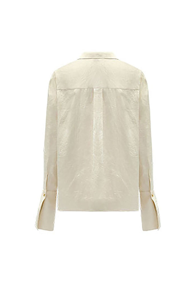 Hammered Satin Long-Sleeve Button-Down Shirt  Fibflx