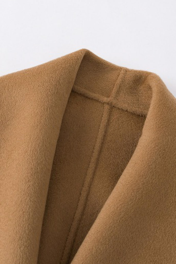 Hand-Finished Double-Faced Long Wool-Cashmere Wrap Coat  Fibflx