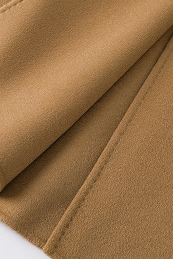 Hand-Finished Double-Faced Long Wool-Cashmere Wrap Coat  Fibflx