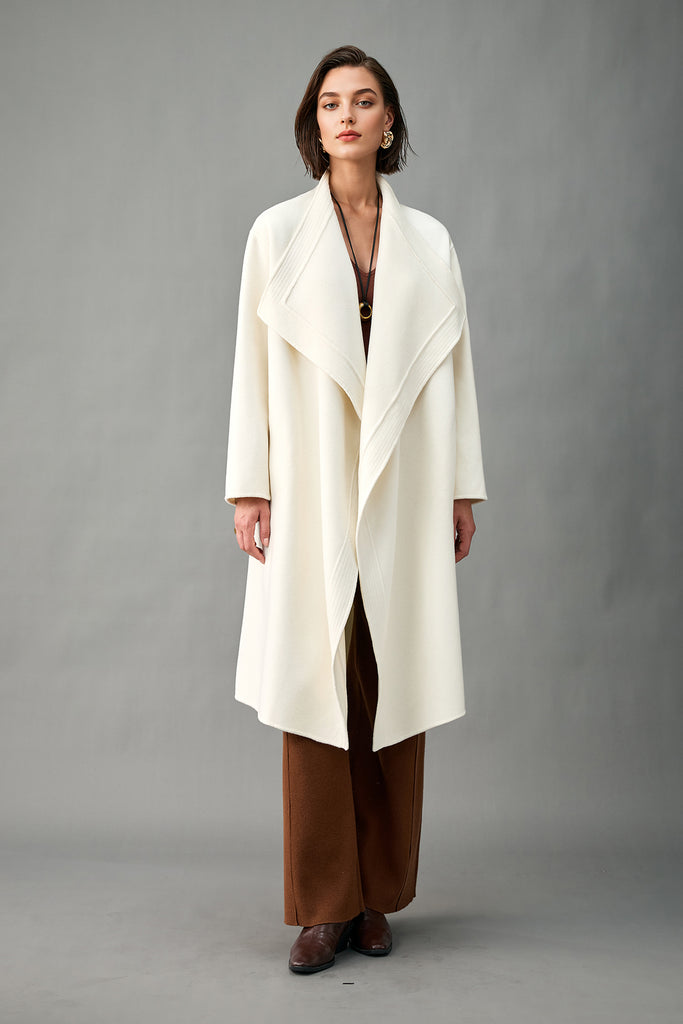 Handcrafted Oversized Cashmere Belted Wrap Coat  Fibflx