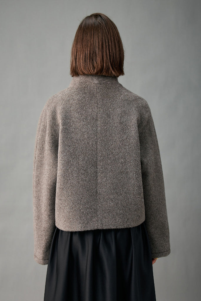 Handcrafted Peruvian Alpaca Wool Asymmetric Short Stand-Collar Coat  Fibflx