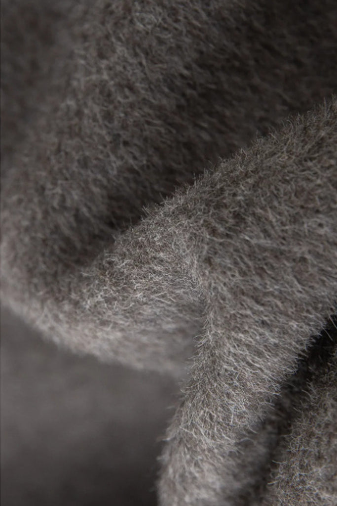 Handcrafted Peruvian Alpaca Wool Asymmetric Short Stand-Collar Coat  Fibflx