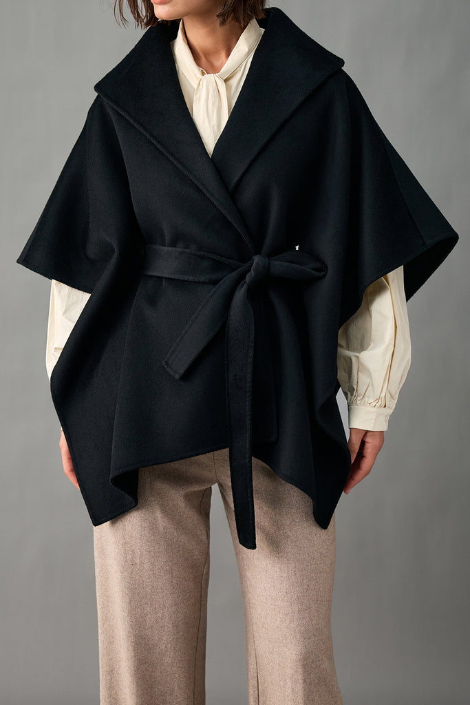 Handcrafted Pure Cashmere Robe-Style Cape Coat  Fibflx