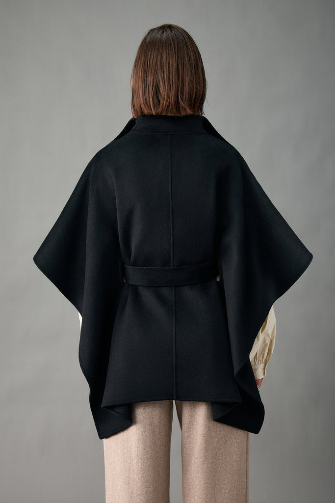 Handcrafted Pure Cashmere Robe-Style Cape Coat  Fibflx