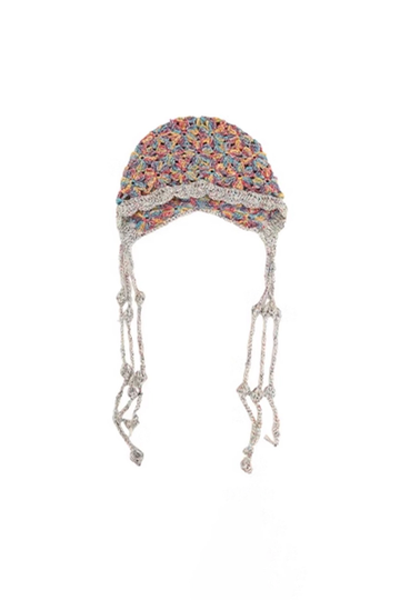 Fibflx Women's Handmade Adjustable Crochet Hat with Long Ties