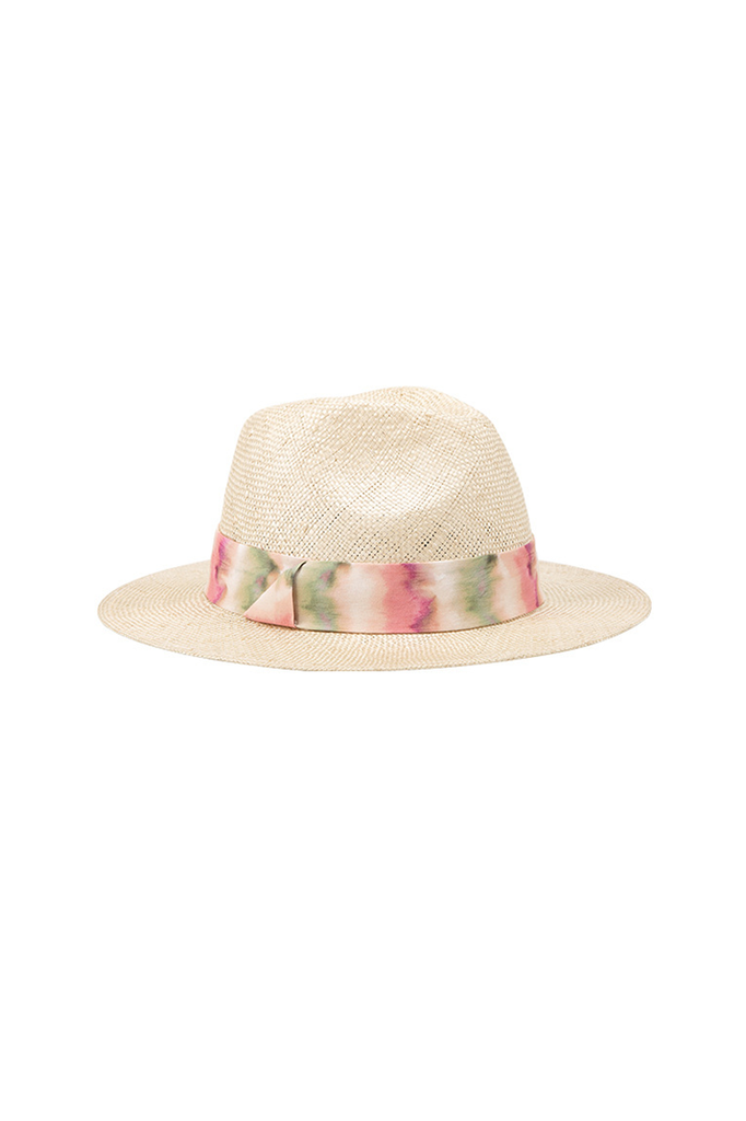 Fibflx Women's Handmade Straw Fedora Hat with Printed Band