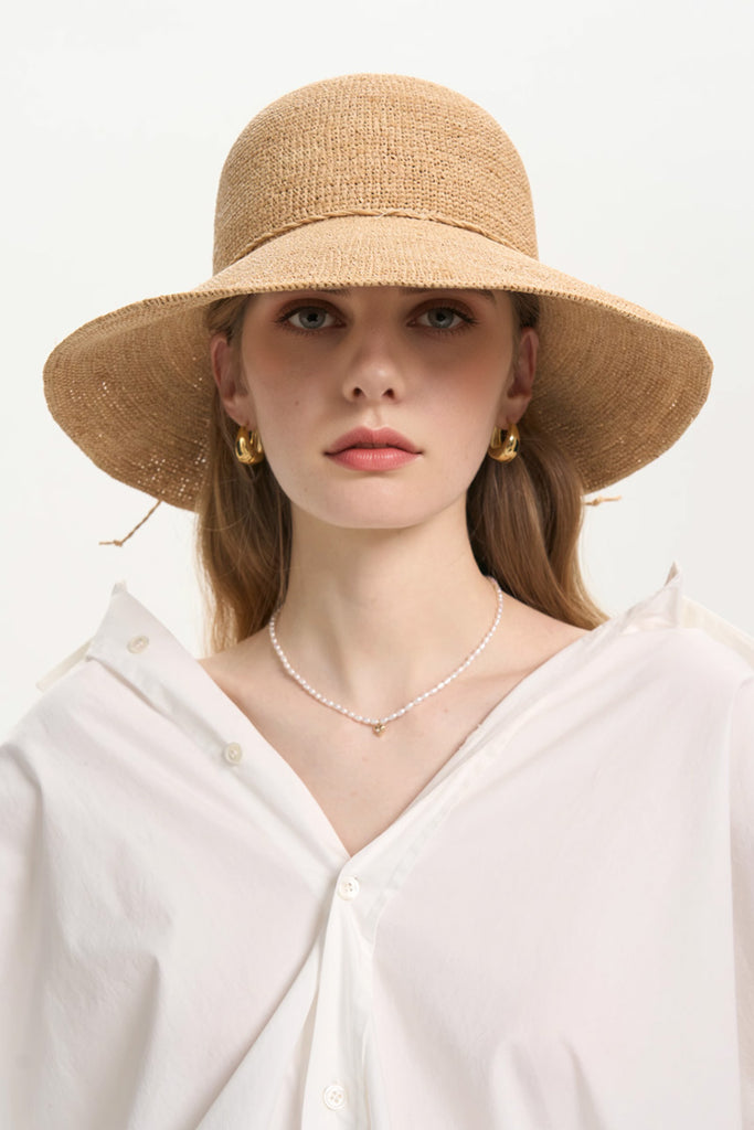 Handwoven Floppy Raffia Wide-Brim Sun Hat  Fibflx