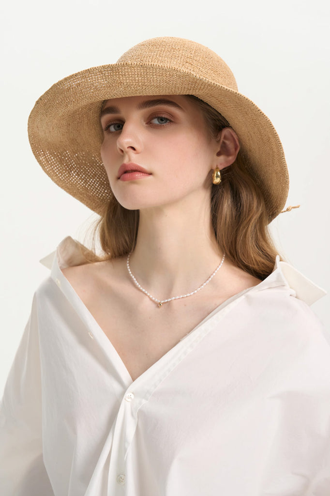 Handwoven Floppy Raffia Wide-Brim Sun Hat  Fibflx