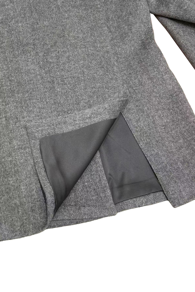 Herringbone Cashmere-Wool Double-Breasted V-Neck Blazer  Fibflx