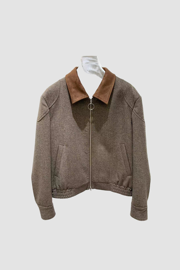 Herringbone Cashmere-Wool Double-Zip Bomber Jacket  Fibflx