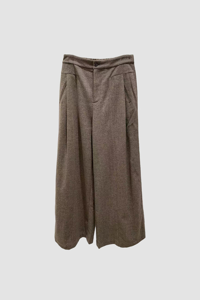 Herringbone Cashmere-Wool High-Rise Wide-Leg Pants  Fibflx