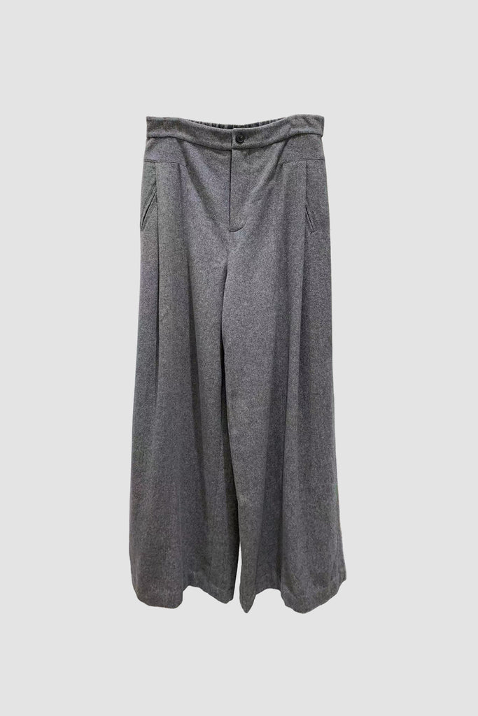 Herringbone Cashmere-Wool High-Rise Wide-Leg Pants Millstone Grey / L / 50% Wool 20% Cashmere 30% Rec Fibflx