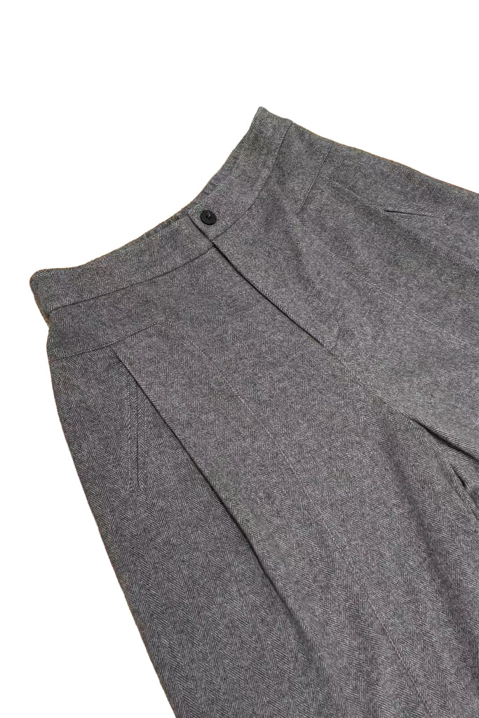 Herringbone Cashmere-Wool High-Rise Wide-Leg Pants  Fibflx