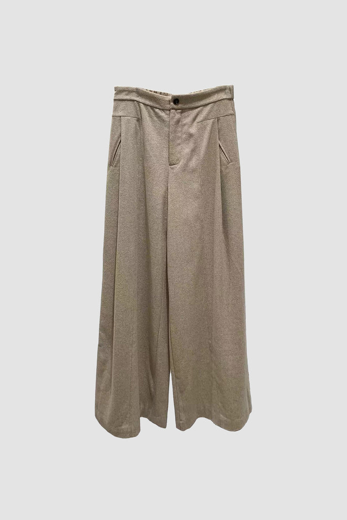 Herringbone Cashmere-Wool High-Rise Wide-Leg Pants  Fibflx