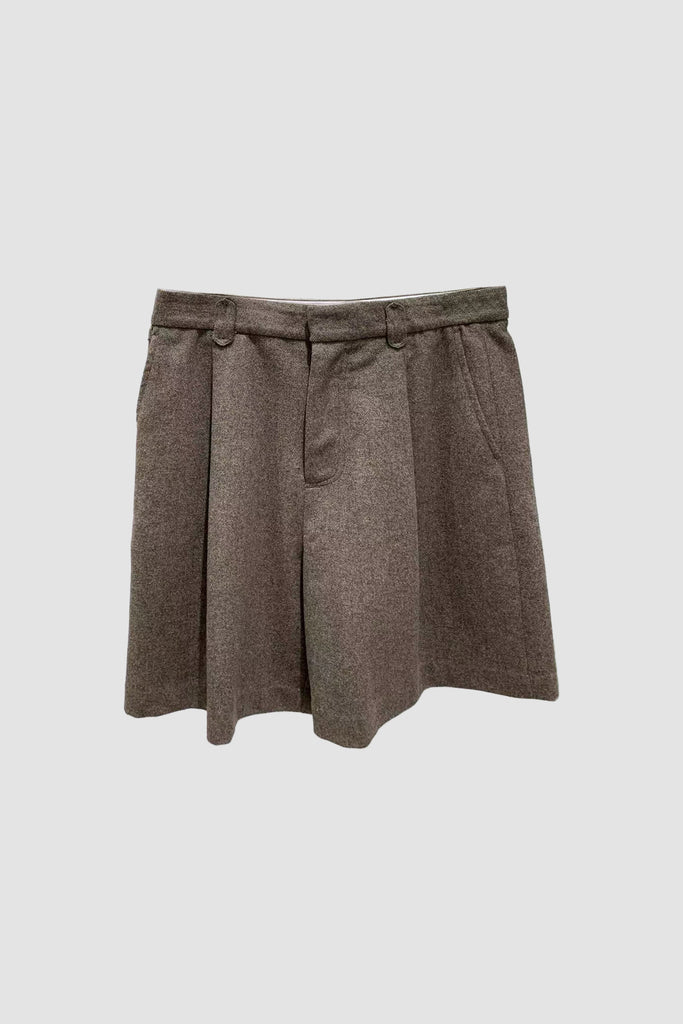 Herringbone Tailored Cashmere-Wool Bermuda Shorts Espresso Brown / L / 50% Wool 20% Cashmere 30% Rec Fibflx