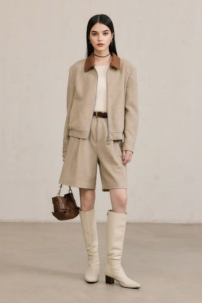 Herringbone Tailored Cashmere-Wool Bermuda Shorts  Fibflx