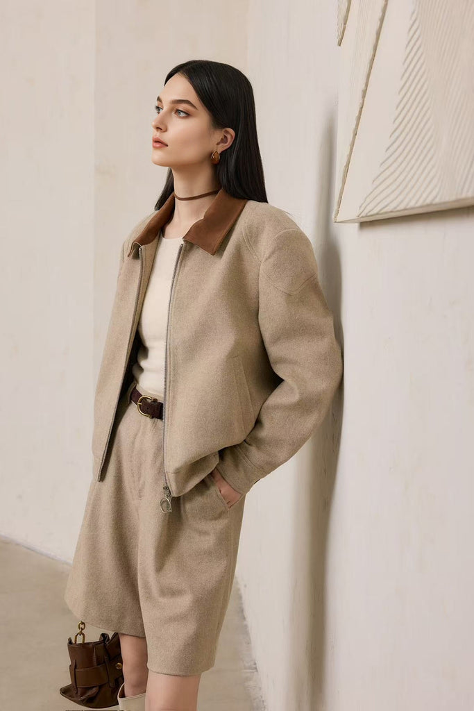 Herringbone Tailored Cashmere-Wool Bermuda Shorts  Fibflx