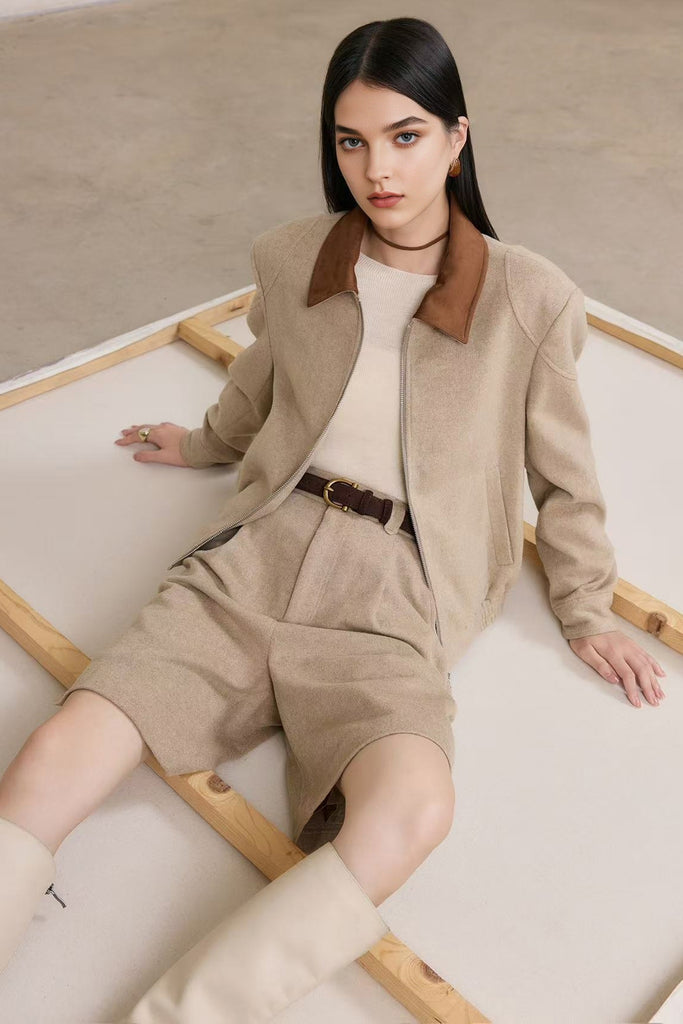 Herringbone Tailored Cashmere-Wool Bermuda Shorts  Fibflx