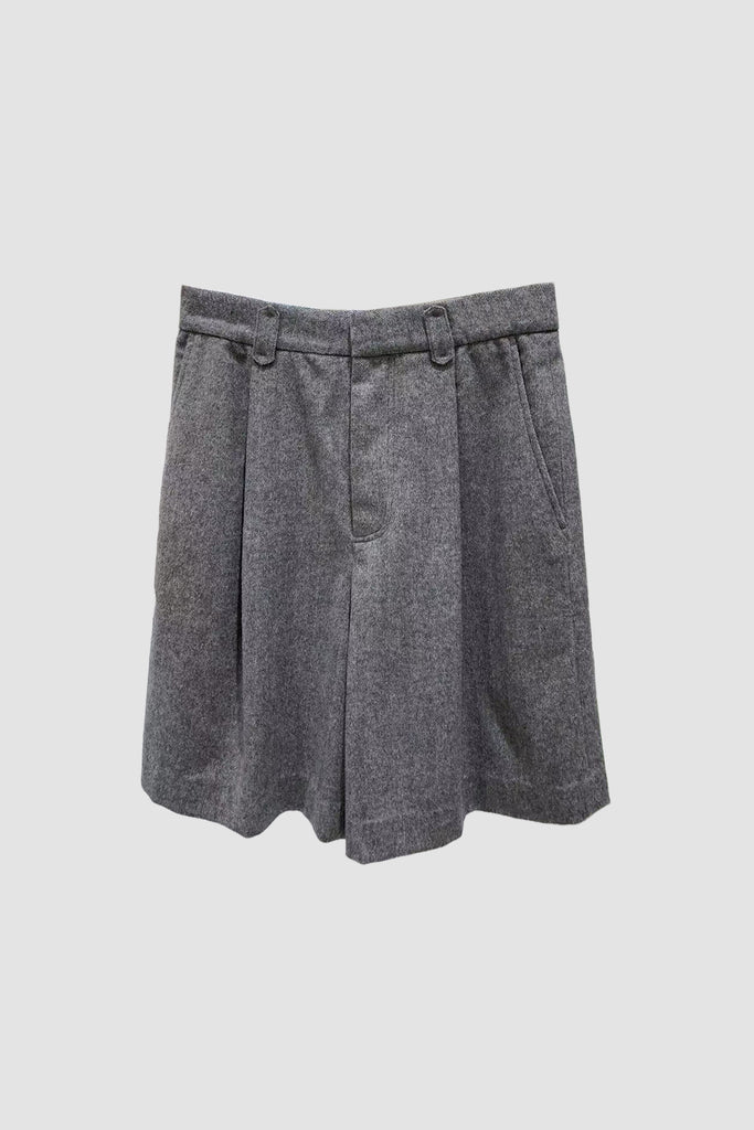 Herringbone Tailored Cashmere-Wool Bermuda Shorts Slate Grey / L / 50% Wool 20% Cashmere 30% Recycle Fibflx