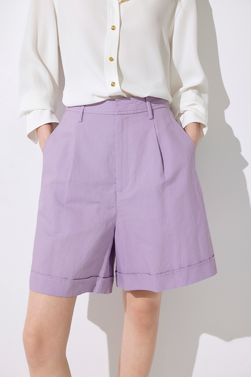 Fibflx Women's High Waist Linen Bermuda Shorts