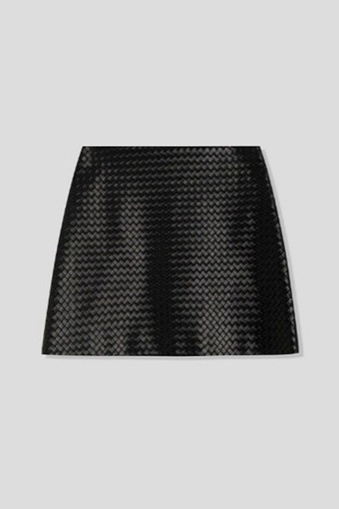 Intrecciato Lambskin Leather A-Line Mini Skirt  Fibflx