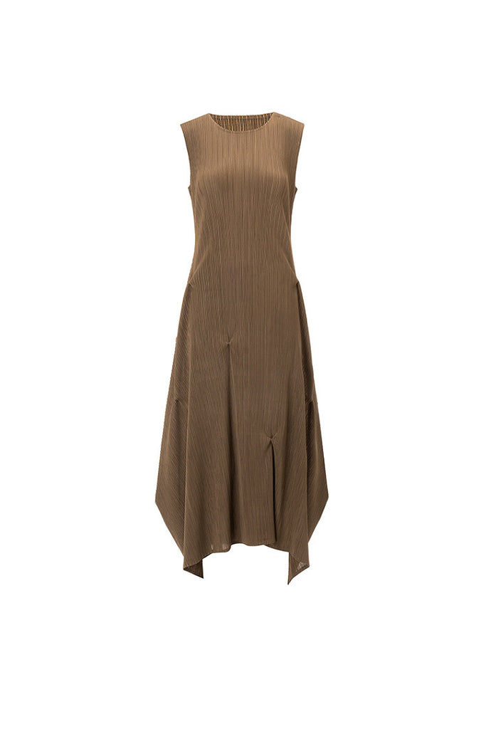 Designer Inspired Pleated Asymmetrical Midi Dress  Fibflx