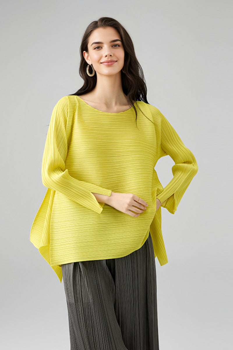 トップス room306 Contemporary Pleats Design Tops Designer Inspired Pleated Asymmetrical Top | FIBFLX