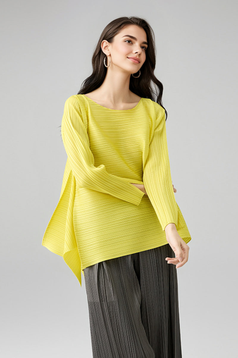 Designer Inspired Pleated Asymmetrical Top | FIBFLX