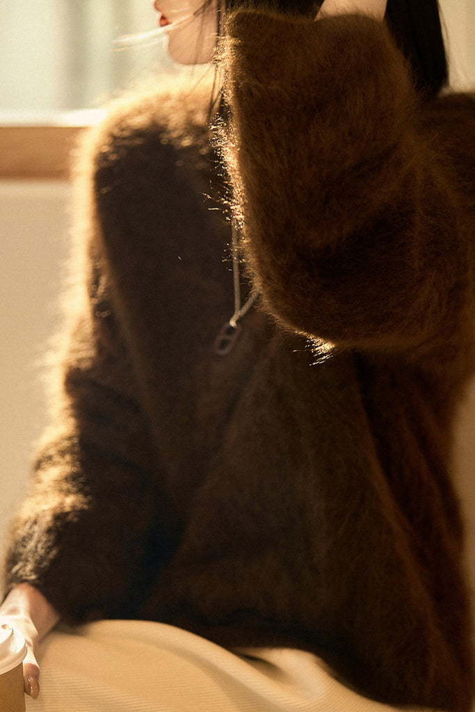 Italian-Made Brushed Cashmere Crewneck Sweater  Fibflx