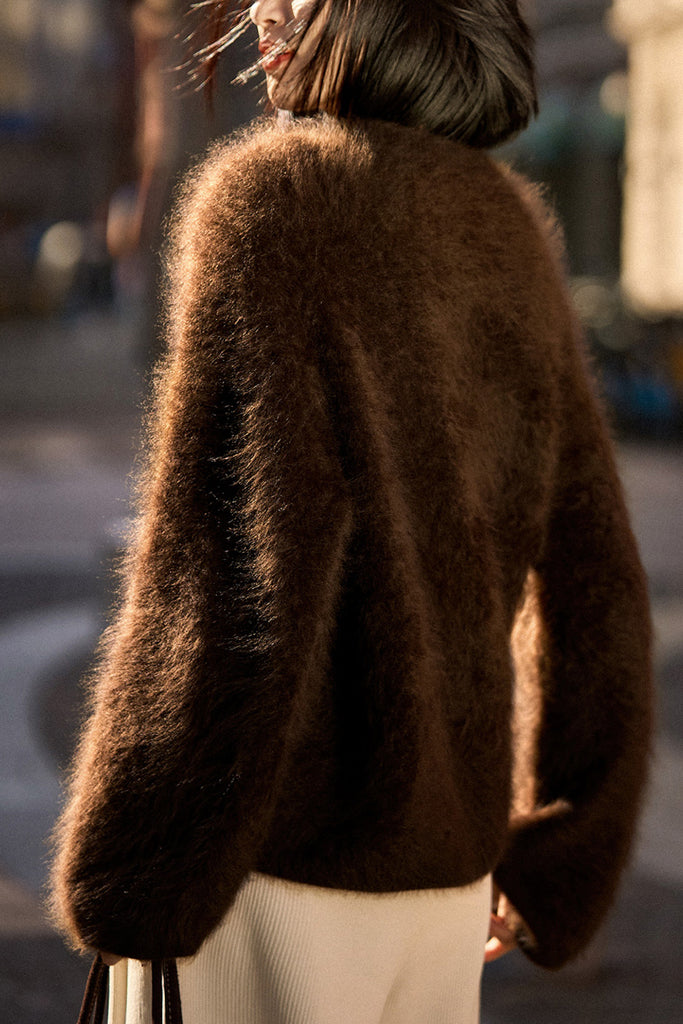 Italian-Made Brushed Cashmere Crewneck Sweater  Fibflx