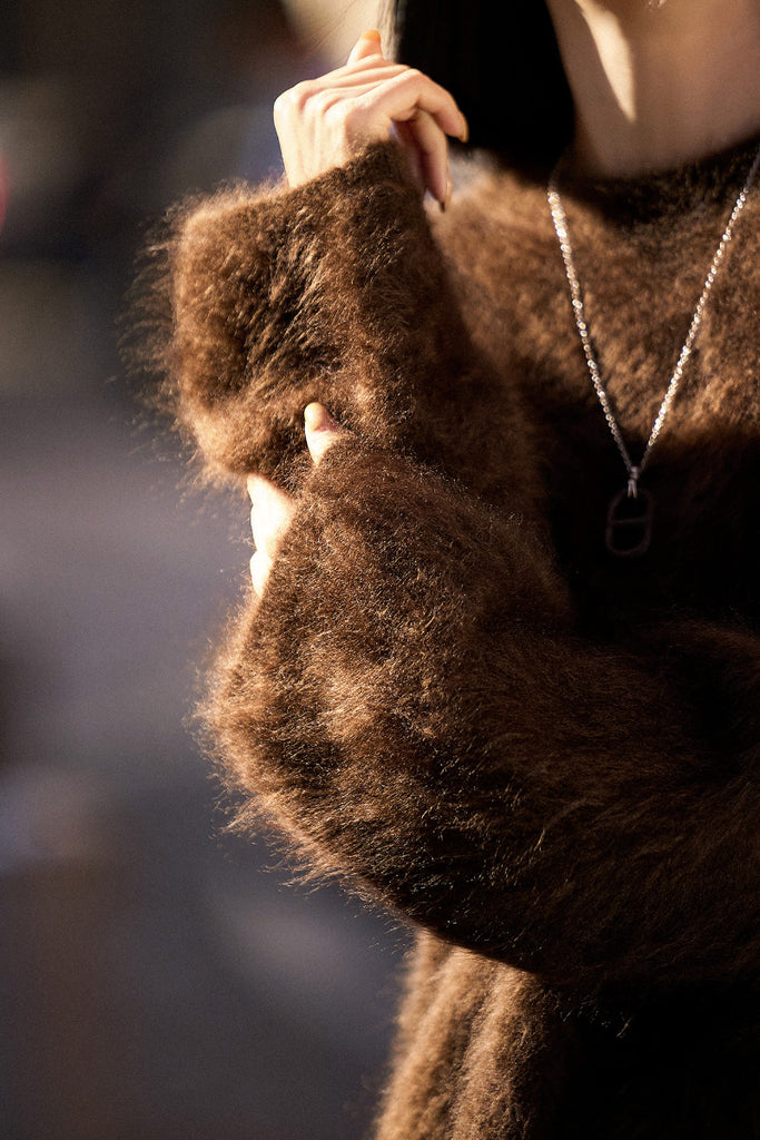 Italian-Made Brushed Cashmere Crewneck Sweater  Fibflx